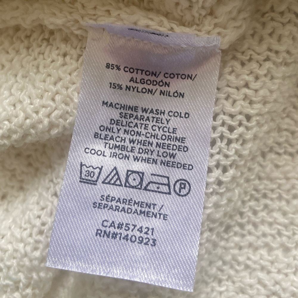 LOFT Lou & Grey Palm Leaf Sweater Size S Cotton Blend Casual Summer White Green - Picture 15 of 16